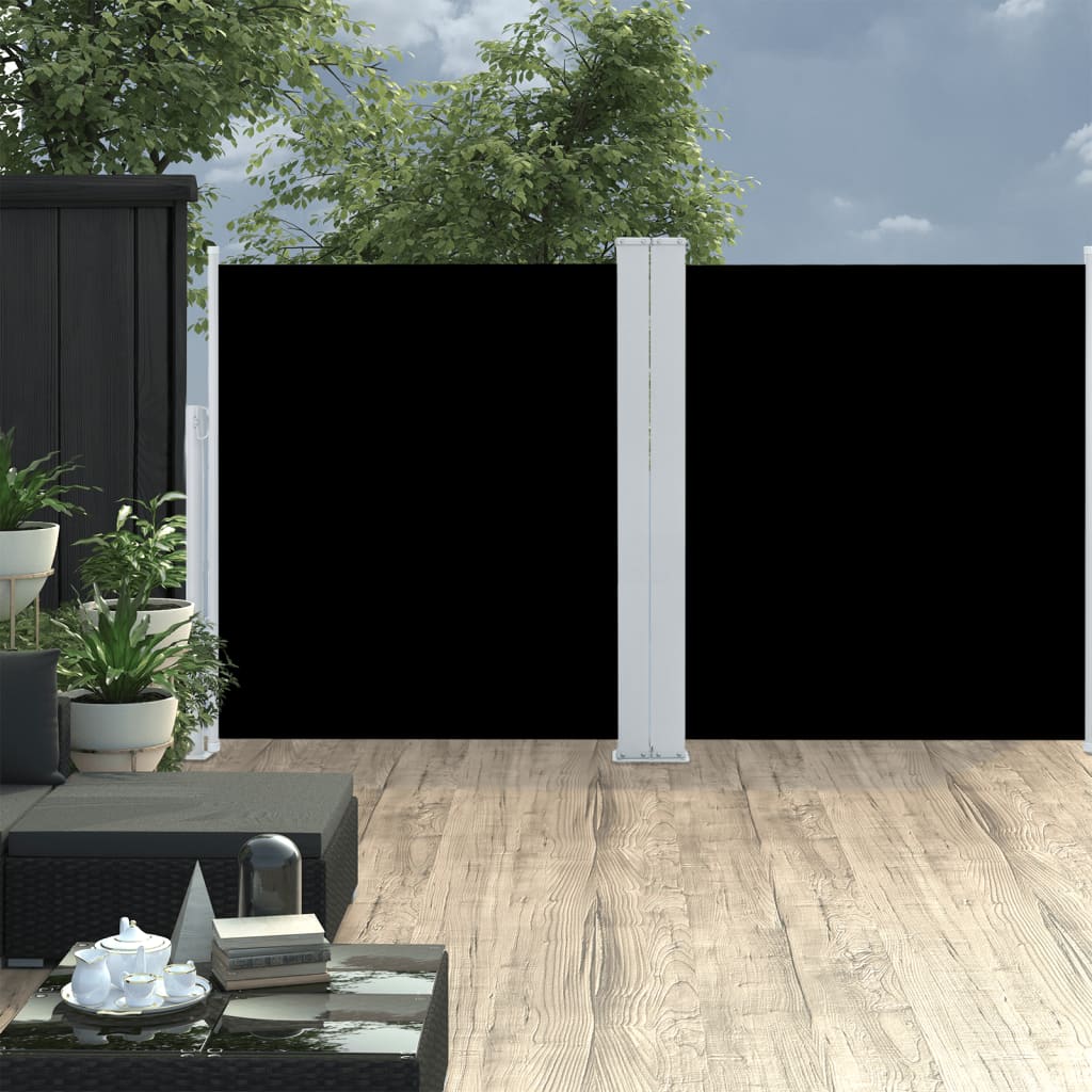 Paravent extérieur rétractable Noir 140 x 600 cm
