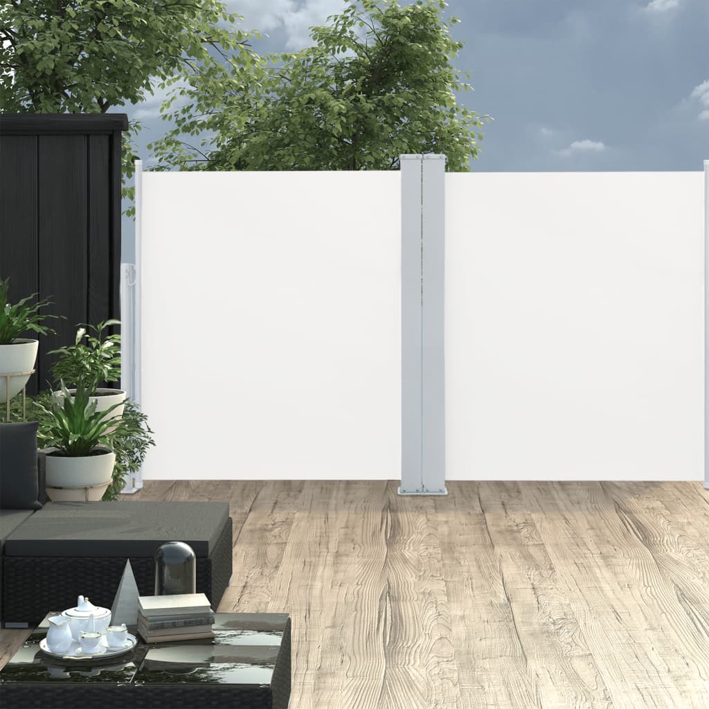 Paravent extérieur double rétractable de patio 170×600 cm Crème