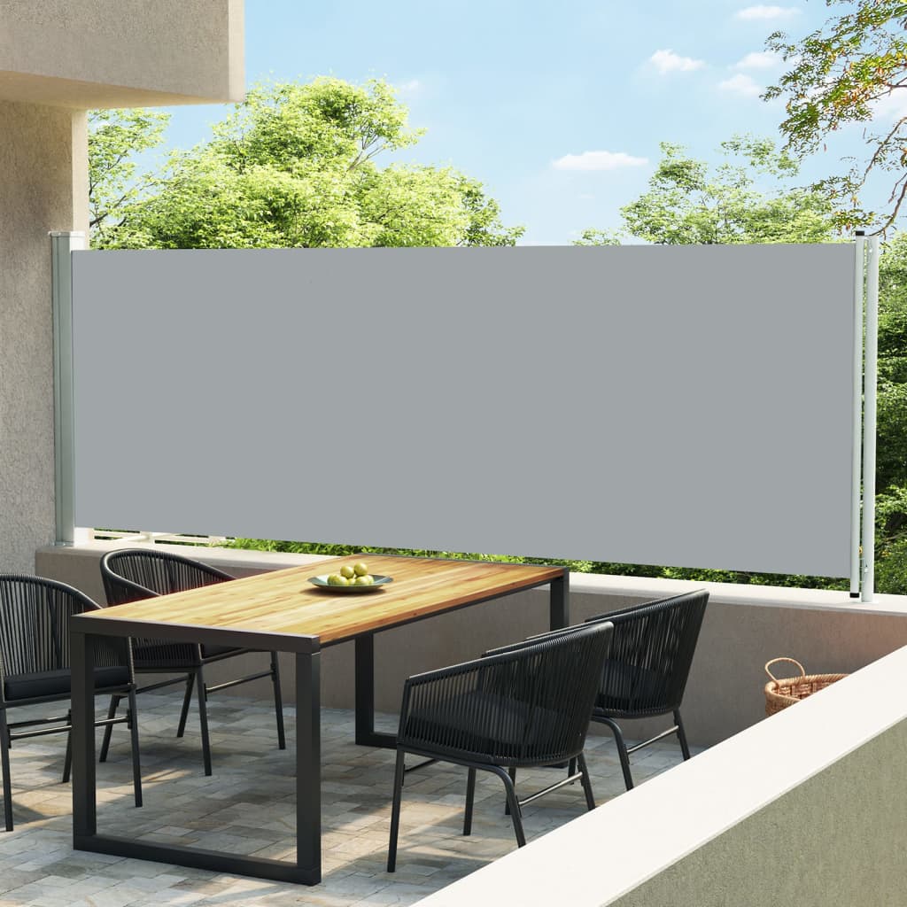 Paravent extérieur rétractable de patio 600×160 cm Gris
