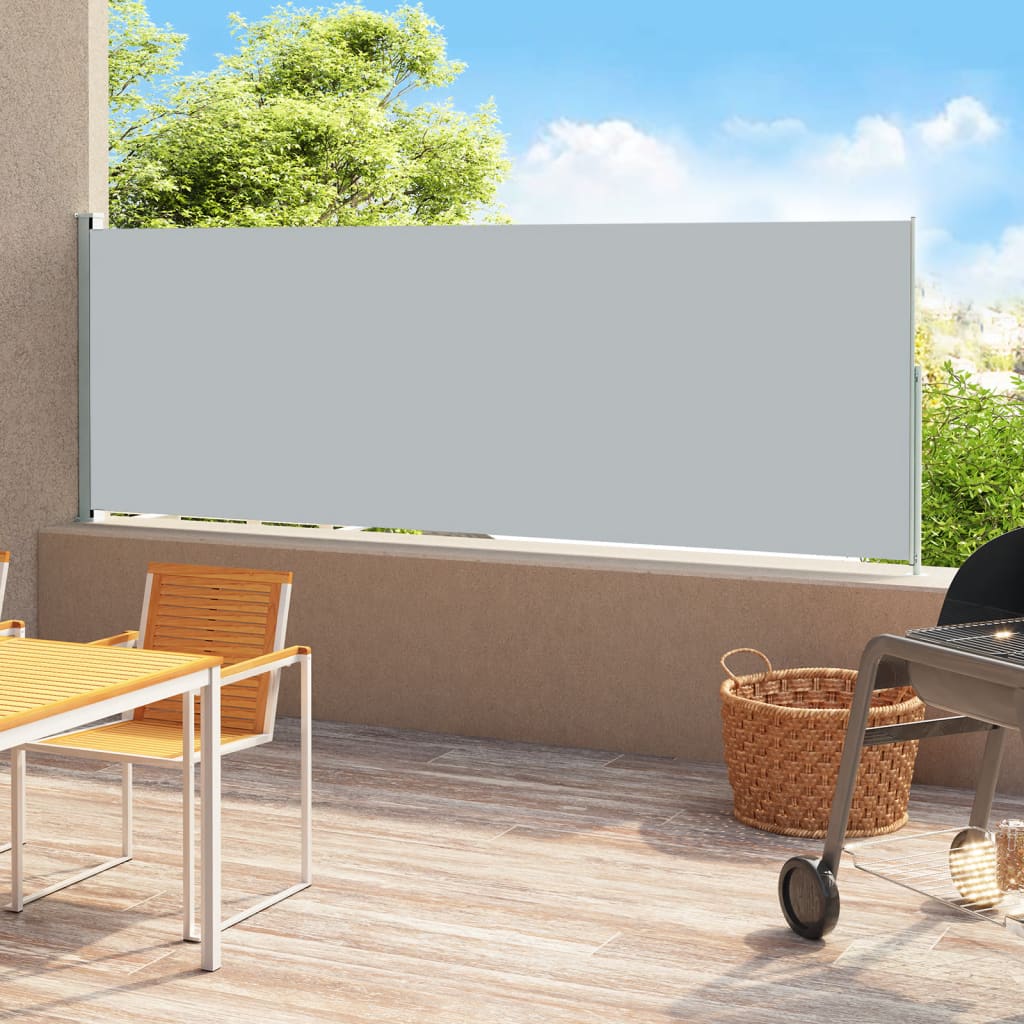 Paravent extérieur rétractable de patio 180×500 cm Gris