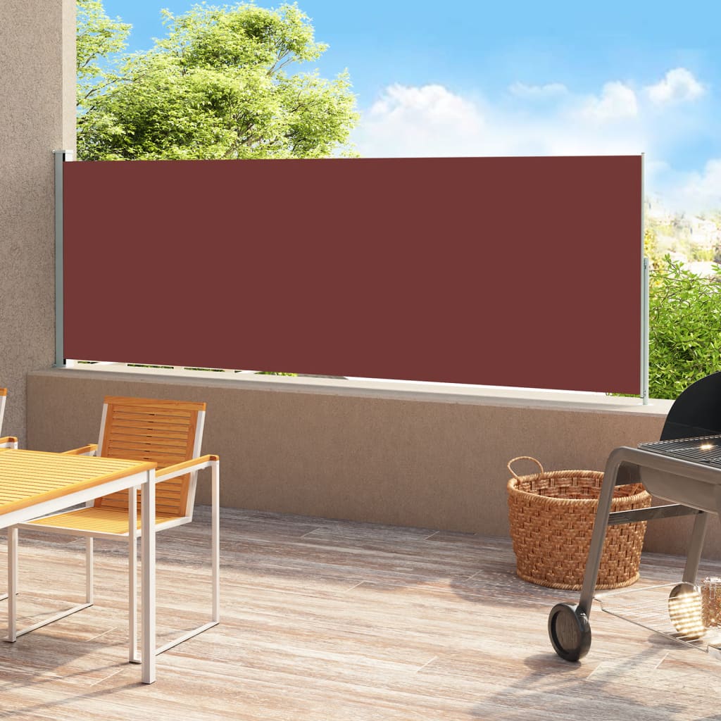 Paravent extérieur rétractable de patio 180×500 cm Marron