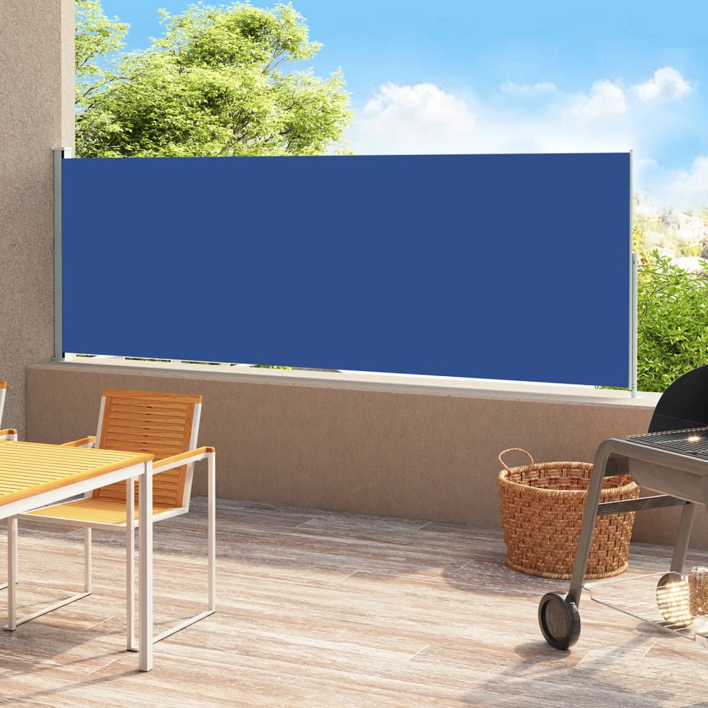 Paravent extérieur rétractable de patio 180×500 cm Bleu