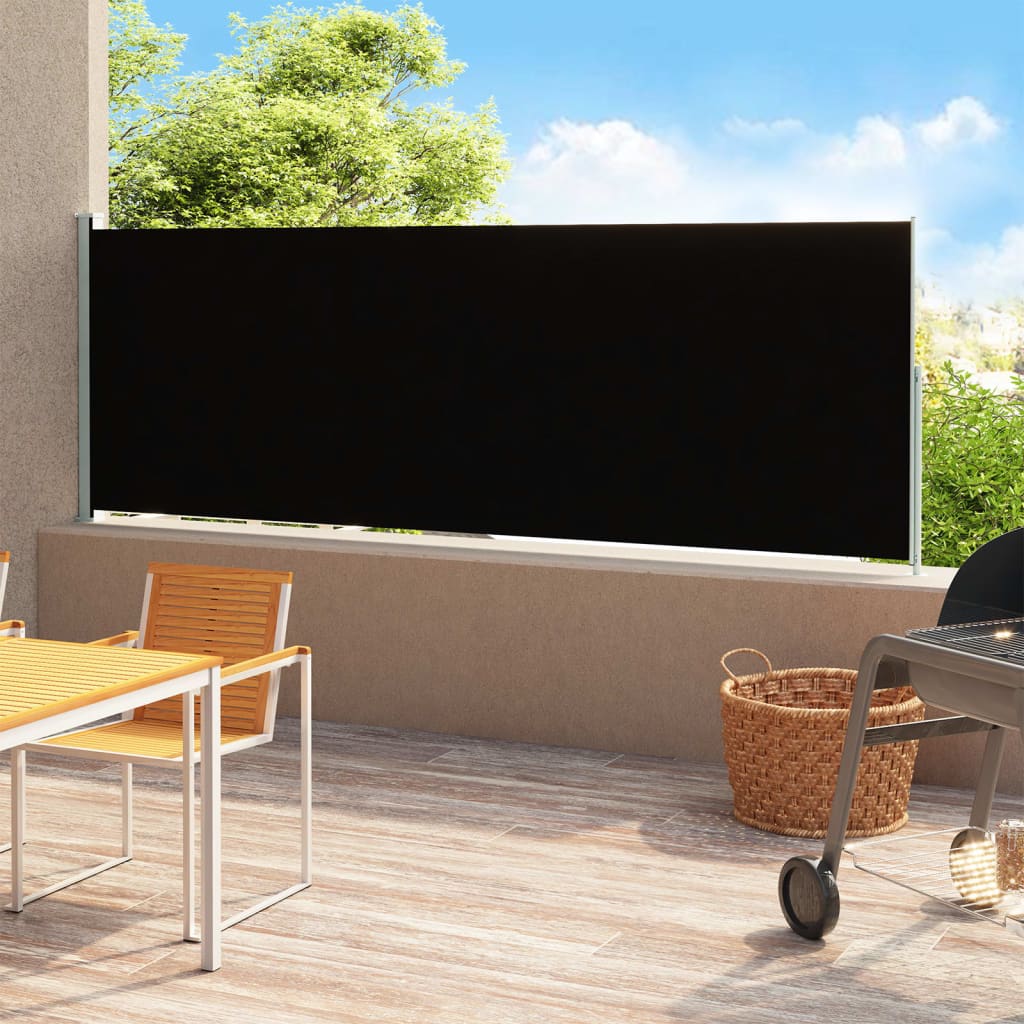 Paravent extérieur rétractable de patio 200×500 cm Noir