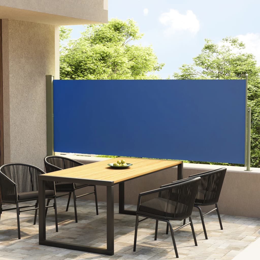 Paravent extérieur rétractable de patio 117×300 cm Bleu