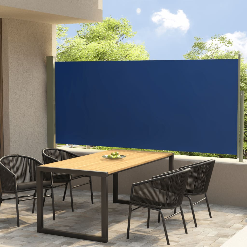 Paravent extérieur rétractable de patio 140×300 cm Bleu