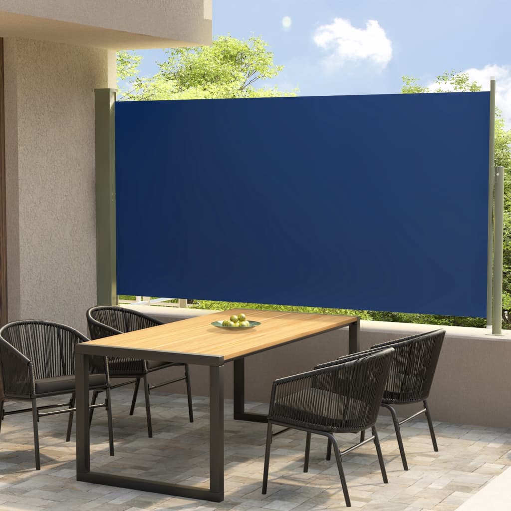 Paravent extérieur rétractable de patio 160×300 cm Bleu