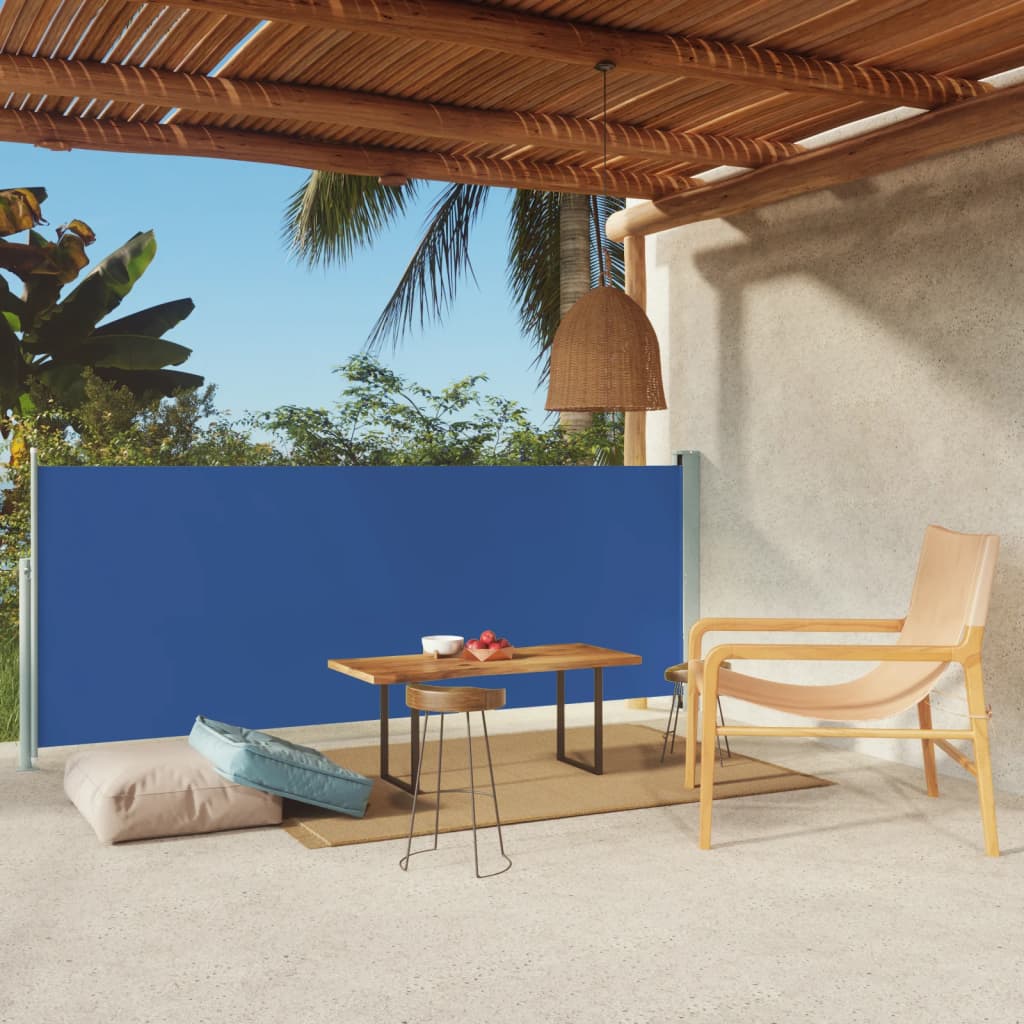 Paravent extérieur rétractable de patio 117×300 cm Bleu