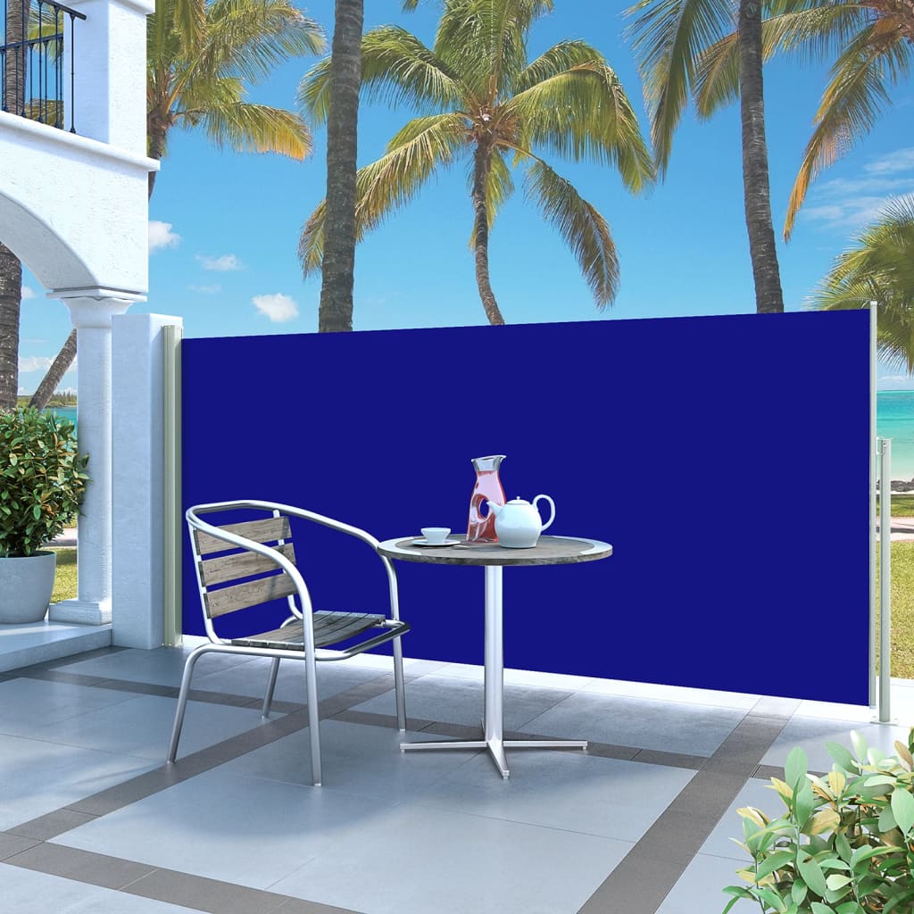 Paravent extérieur rétractable de patio 140×300 cm Bleu