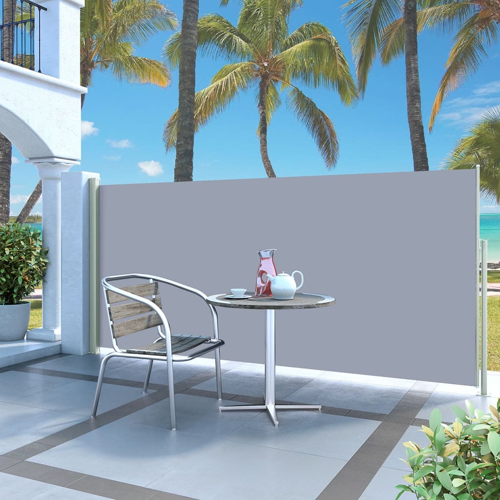 Paravent extérieur rétractable de patio 140×300 cm Gris