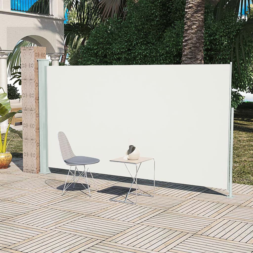 Paravent extérieur rétractable de patio 160×300 cm Crème