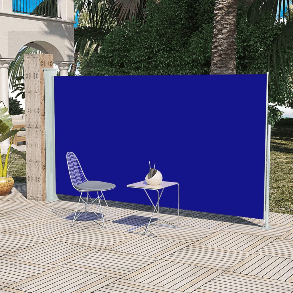 Paravent extérieur rétractable de patio 160×300 cm Bleu