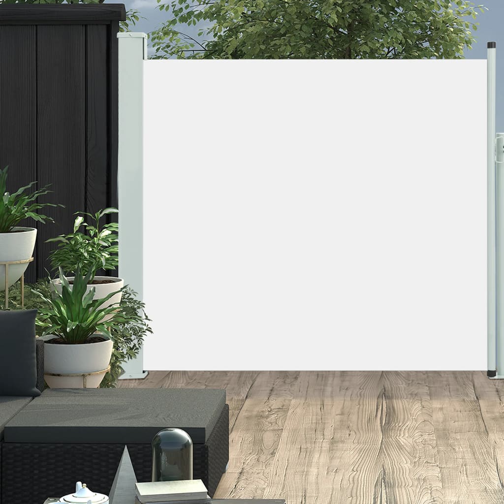 Paravent extérieur rétractable de patio 170×300 cm Crème