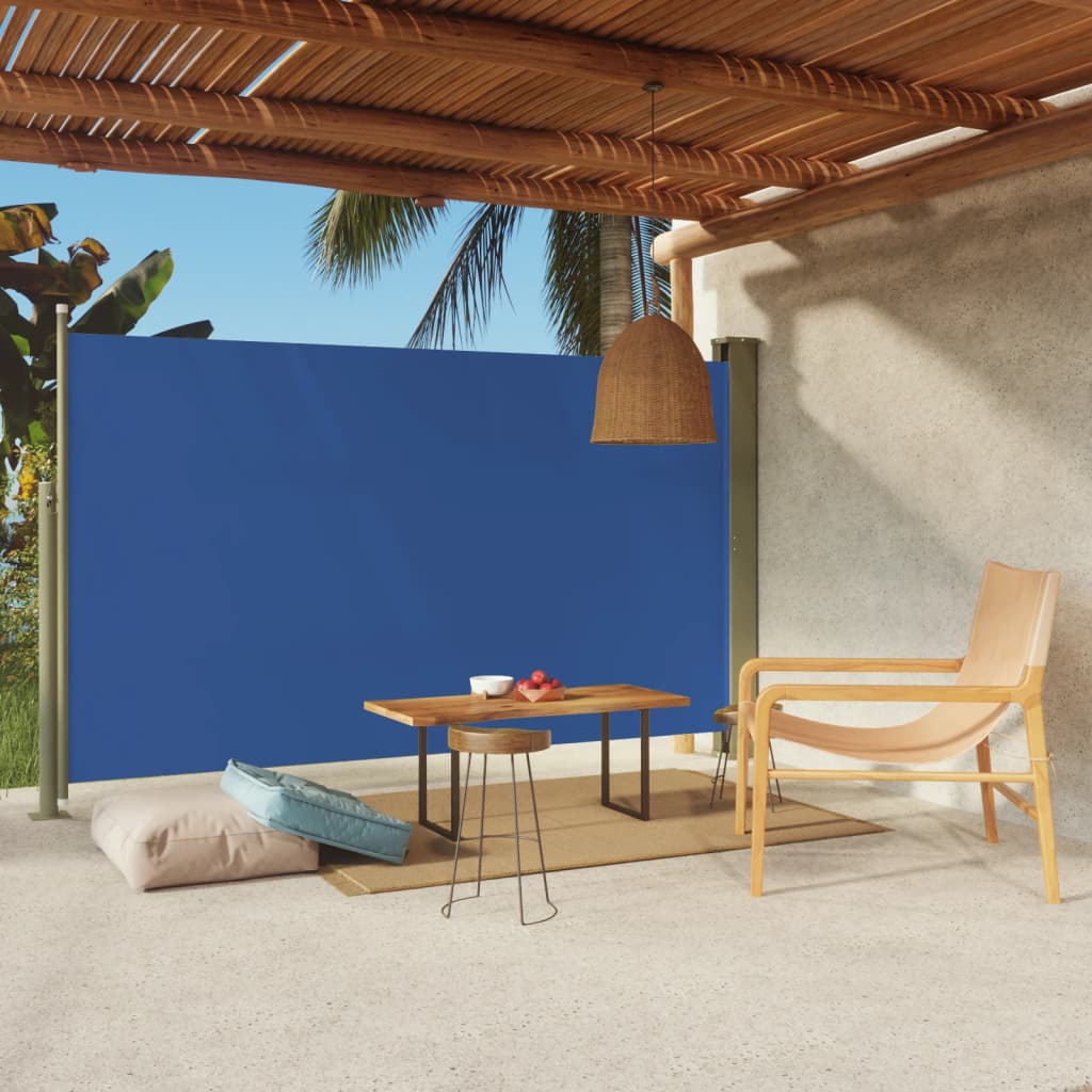 Paravent extérieur rétractable de patio 180×300 cm Bleu