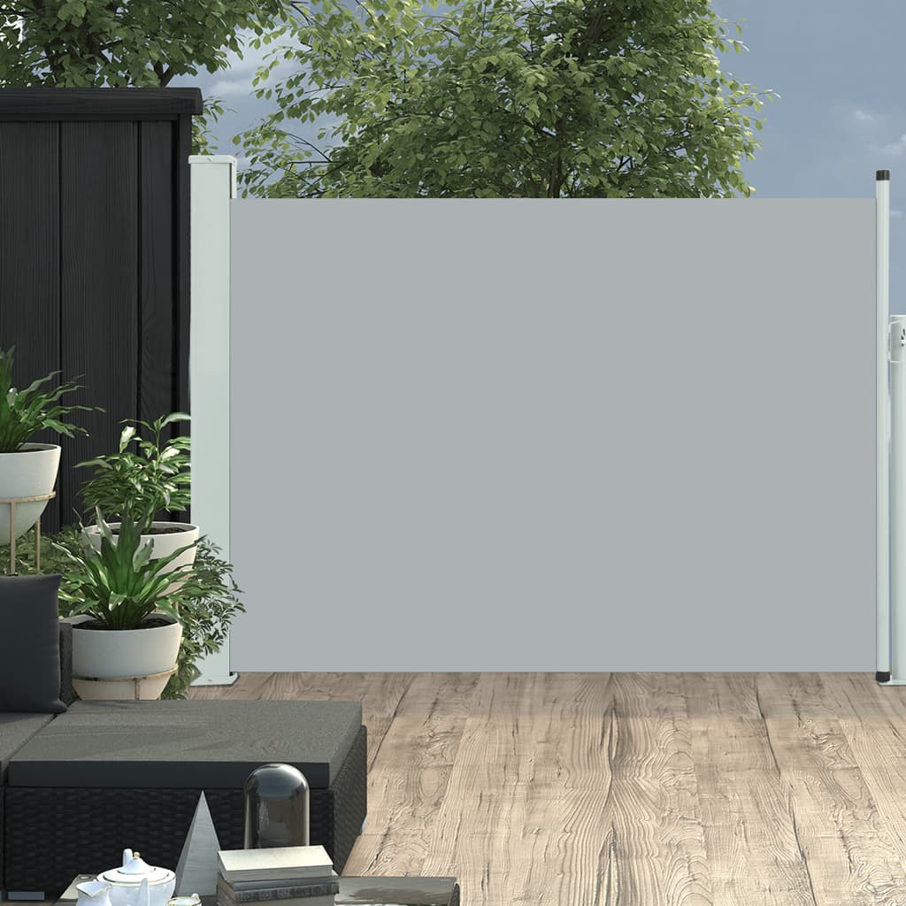 Paravent extérieur rétractable de patio 117×500 cm Gris