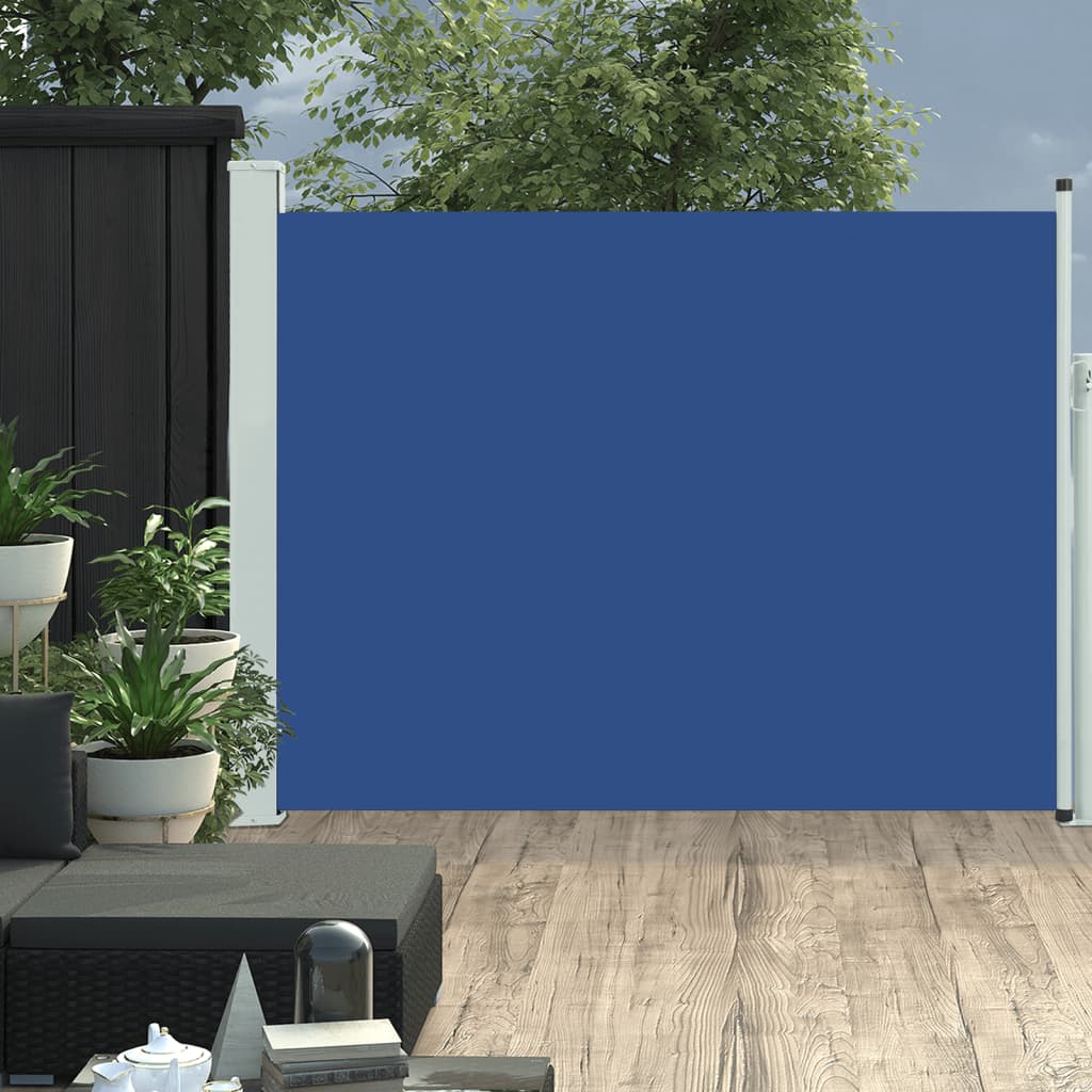 Paravent extérieur rétractable de patio 140×500 cm Bleu