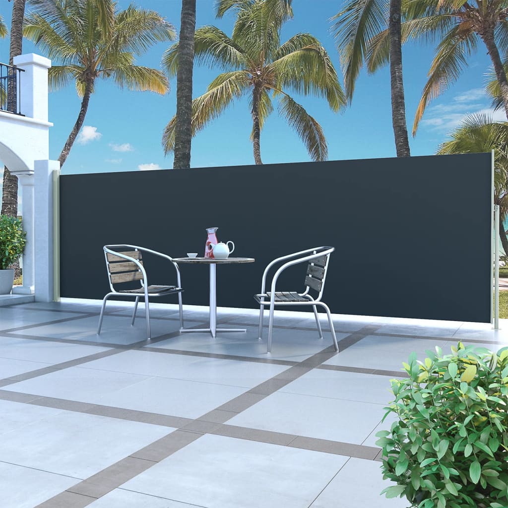 Paravent extérieur rétractable de patio 160×500 cm Noir