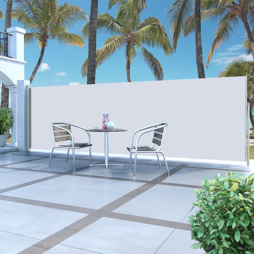 Paravent extérieur rétractable de patio 160×500 cm Crème