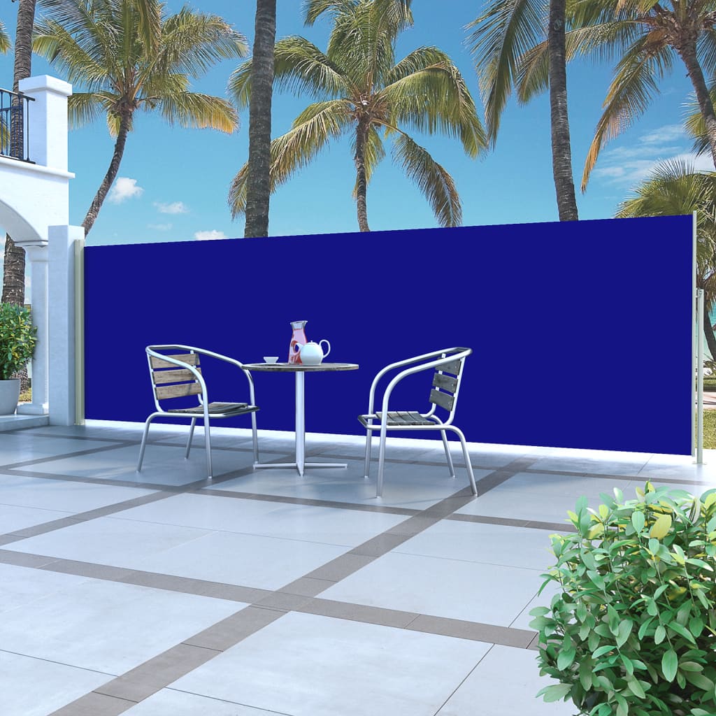 Paravent extérieur rétractable de patio 160×500 cm Bleu