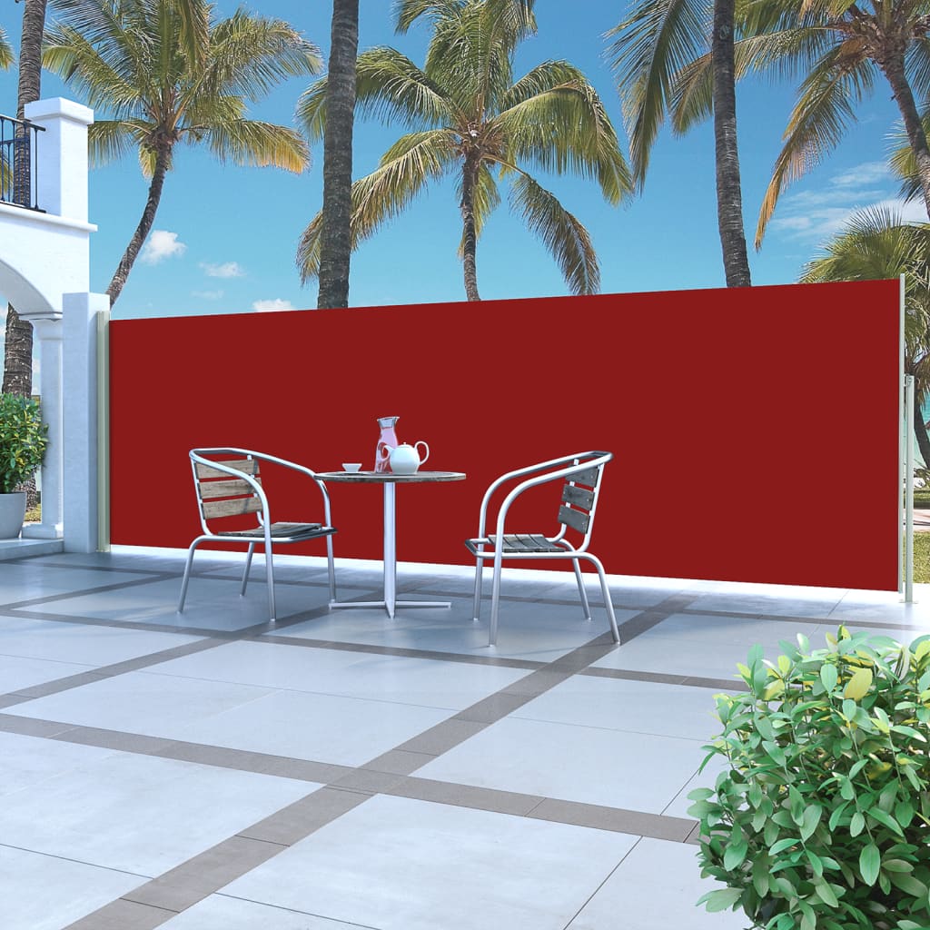 Paravent extérieur rétractable de patio 160×500 cm Rouge