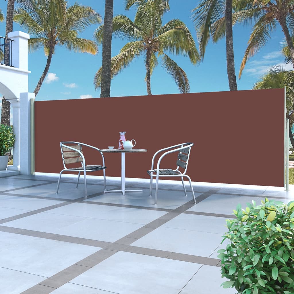 Paravent extérieur rétractable de patio 160×500 cm Marron