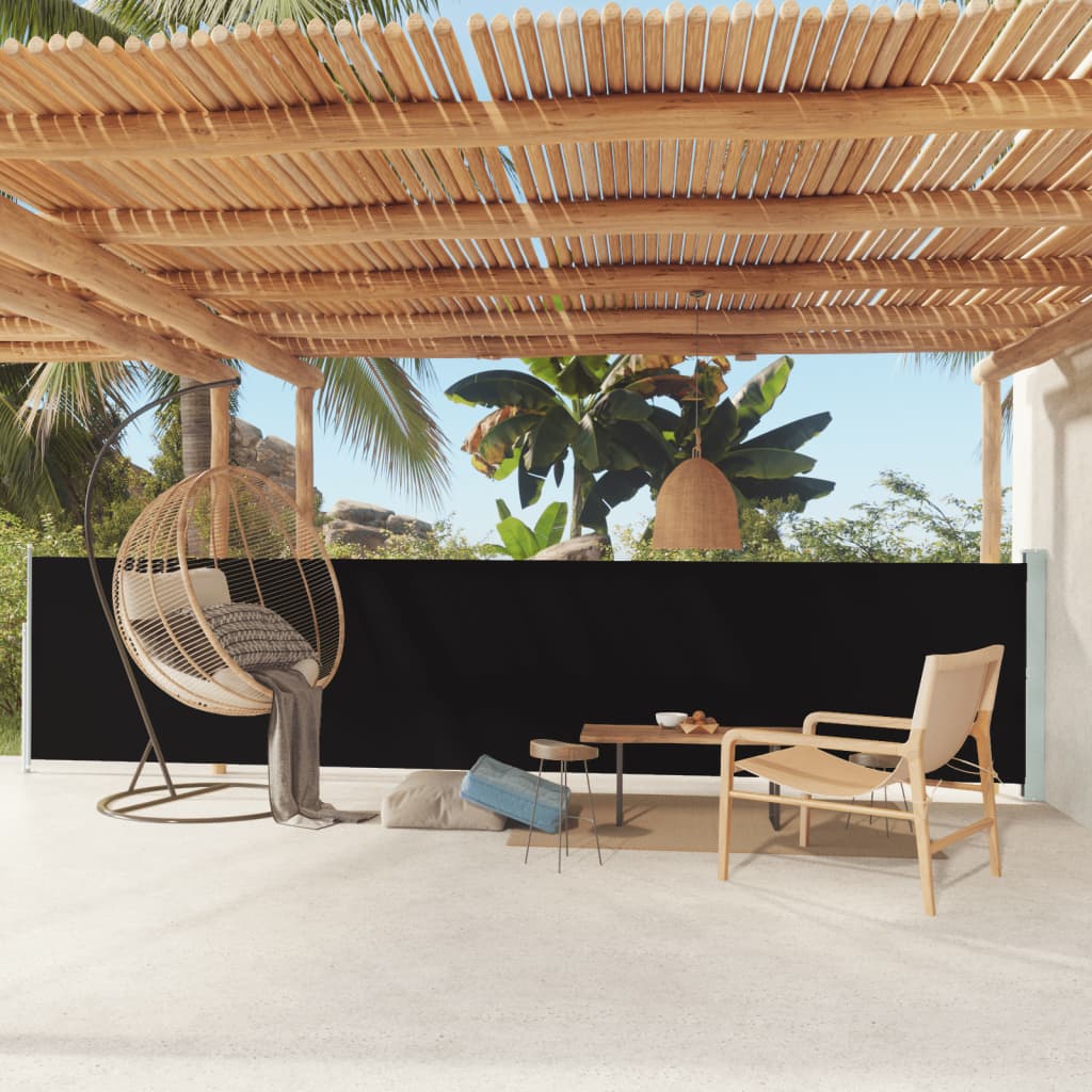 Paravent extérieur rétractable de patio 117×600 cm Noir