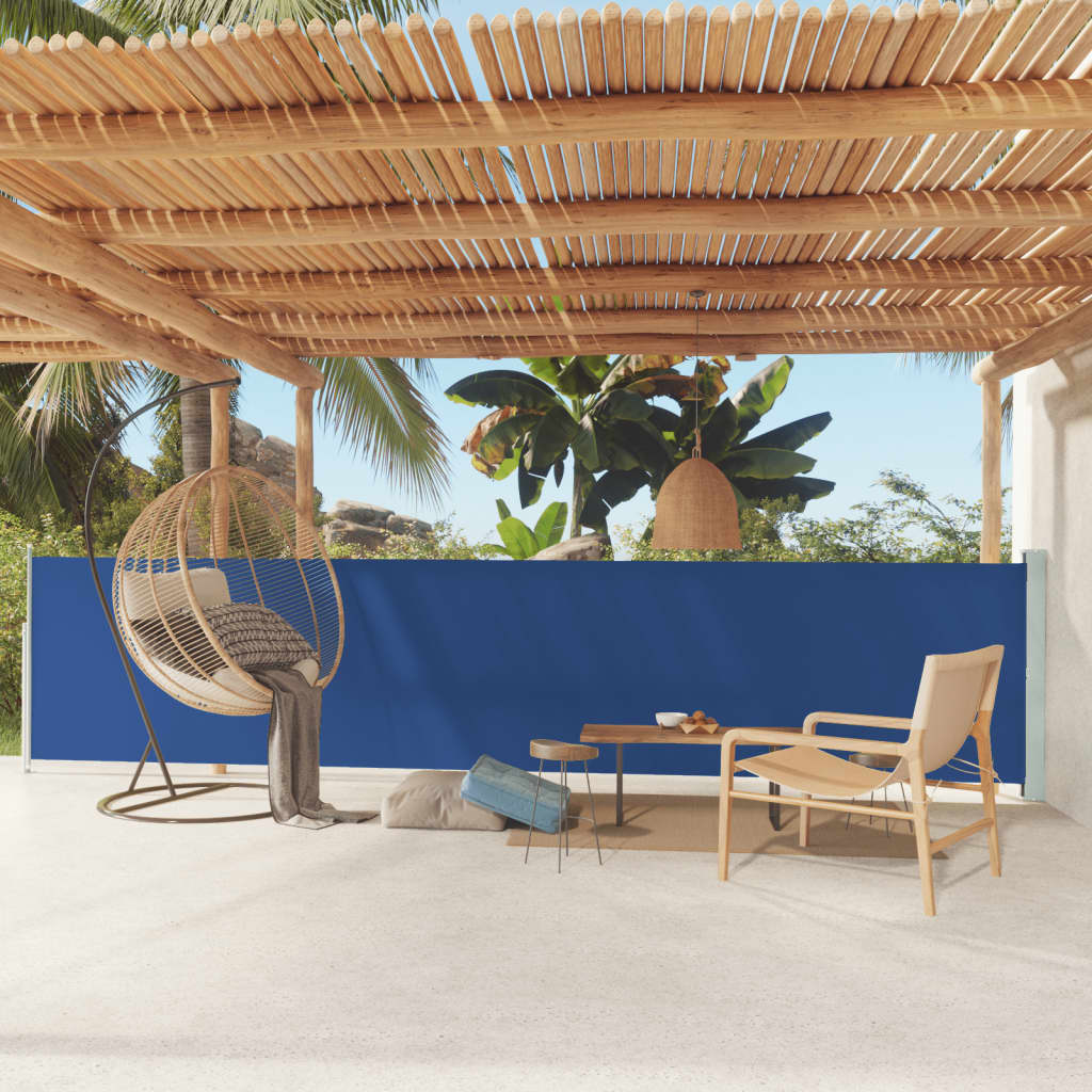 Paravent extérieur rétractable de patio 117×600 cm Bleu