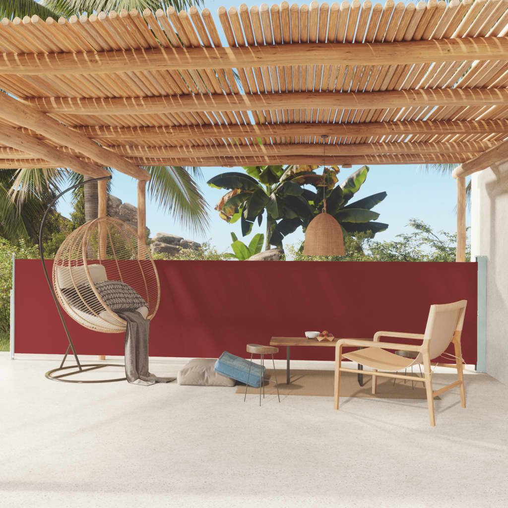 Paravent extérieur rétractable de patio 117×600 cm Rouge