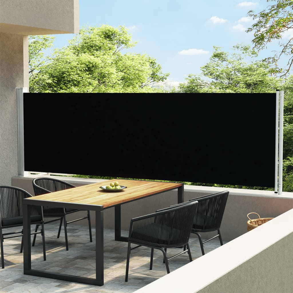 Paravent extérieur rétractable de patio 140×600 cm Noir