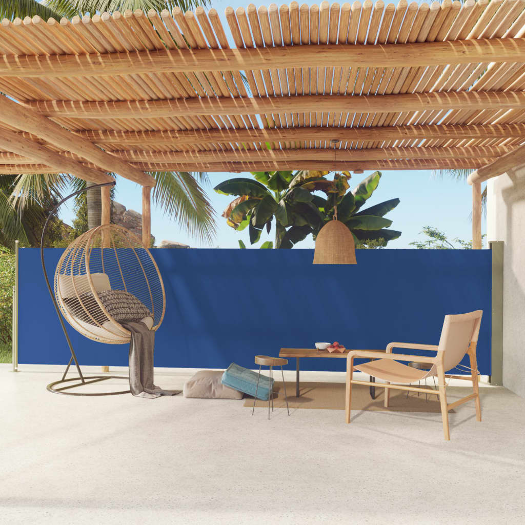 Paravent extérieur rétractable de patio 140×600 cm Bleu
