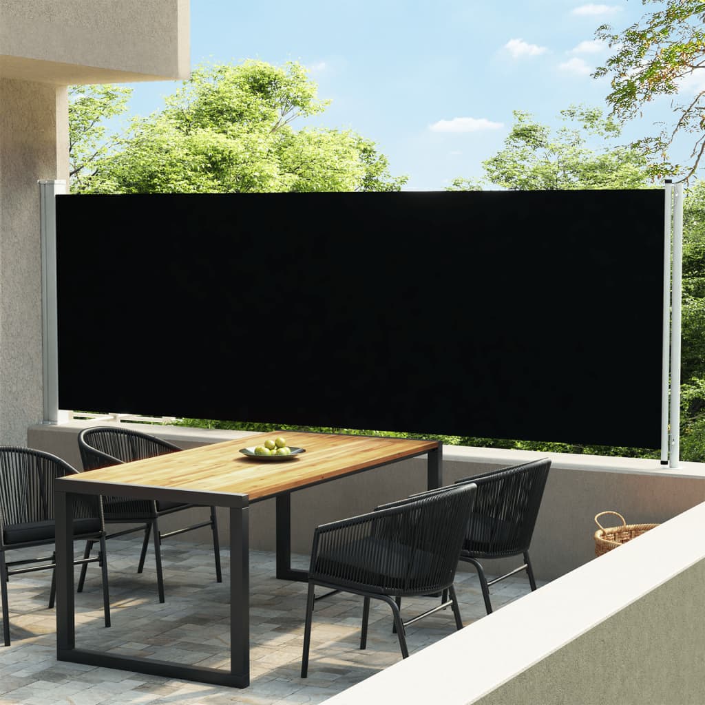 Paravent extérieur rétractable de patio 160×600 cm Noir