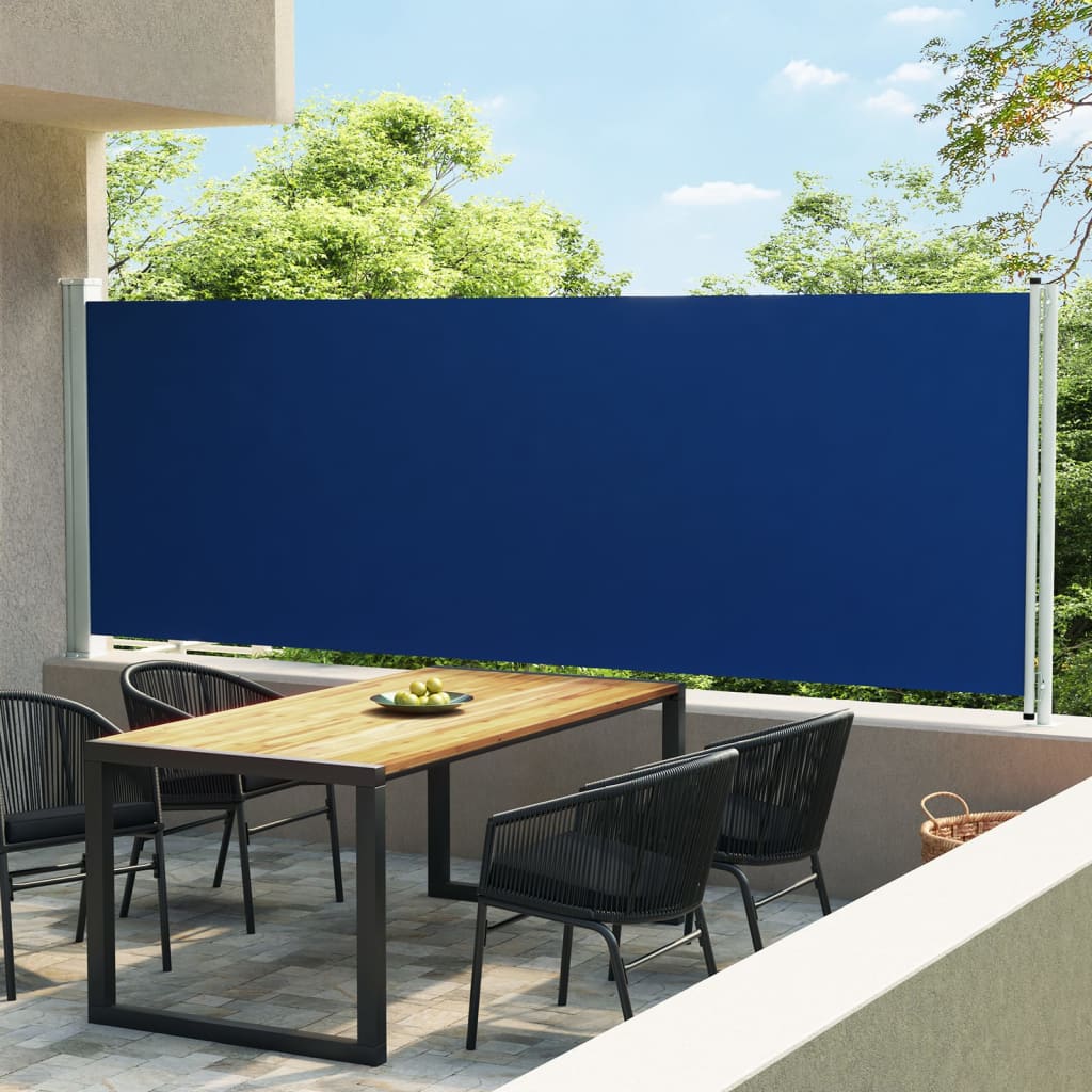 Paravent extérieur rétractable de patio 160×600 cm Bleu