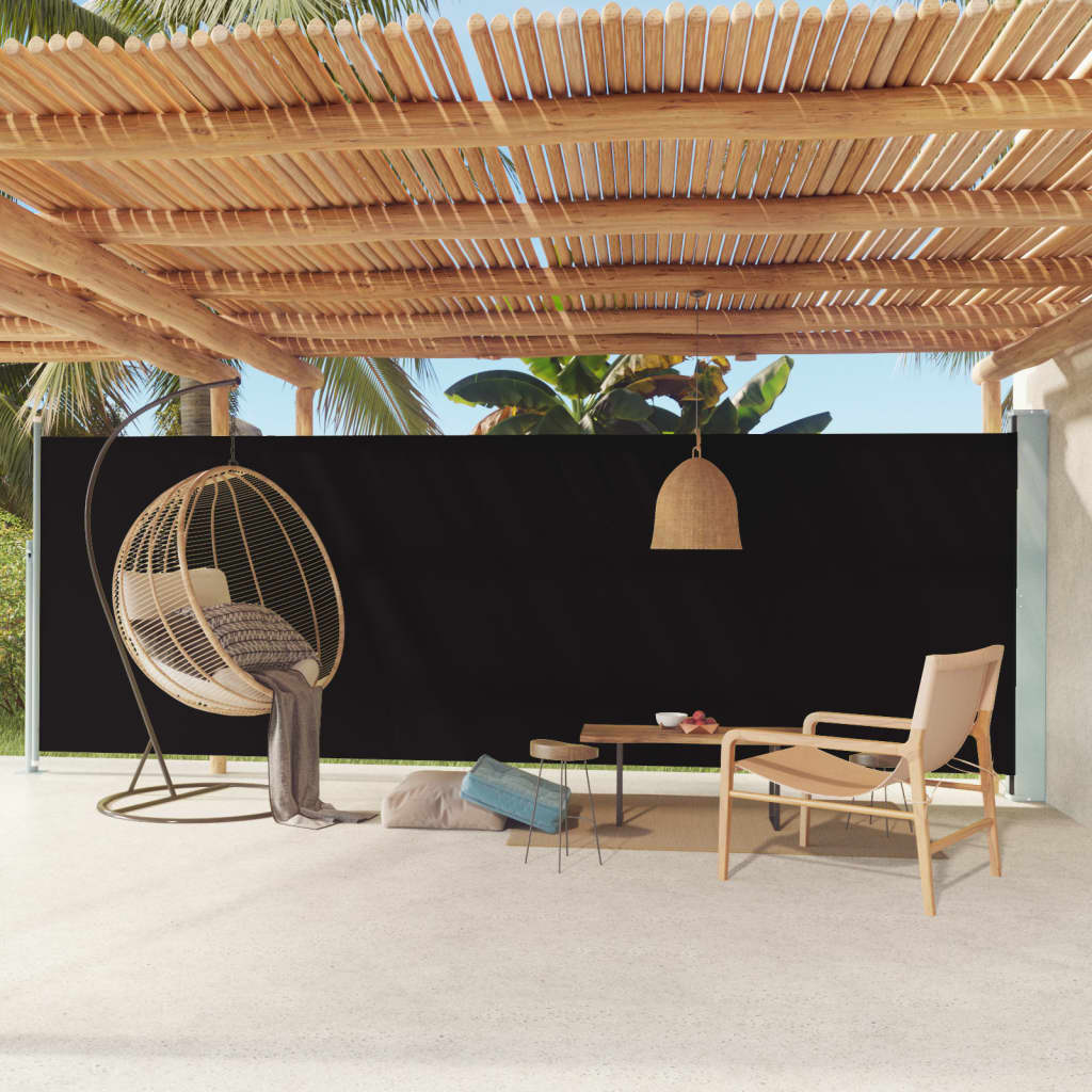 Paravent extérieur rétractable de patio 180×600 cm Noir