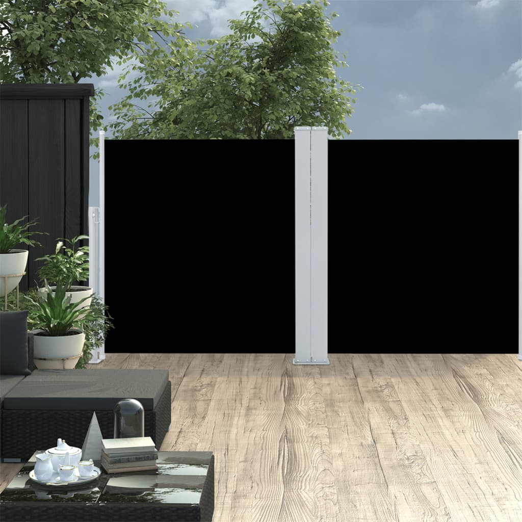 Paravent extérieur rétractable Noir 117×600 cm