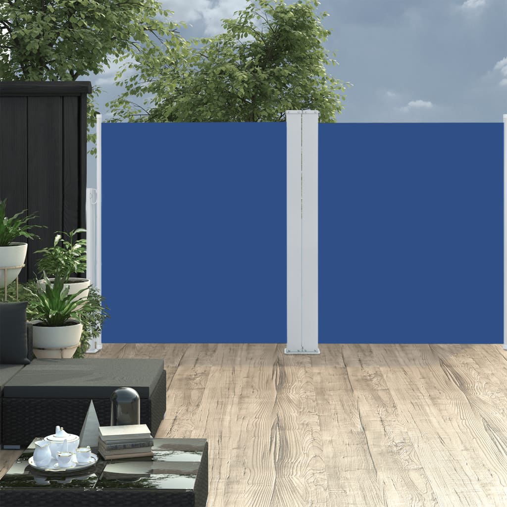 Paravent extérieur rétractable Bleu 140×600 cm