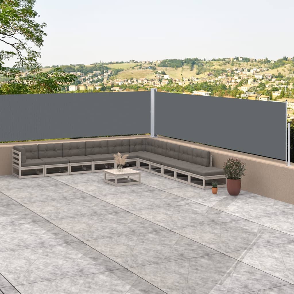 Paravent extérieur rétractable de patio 140x600 cm Gris