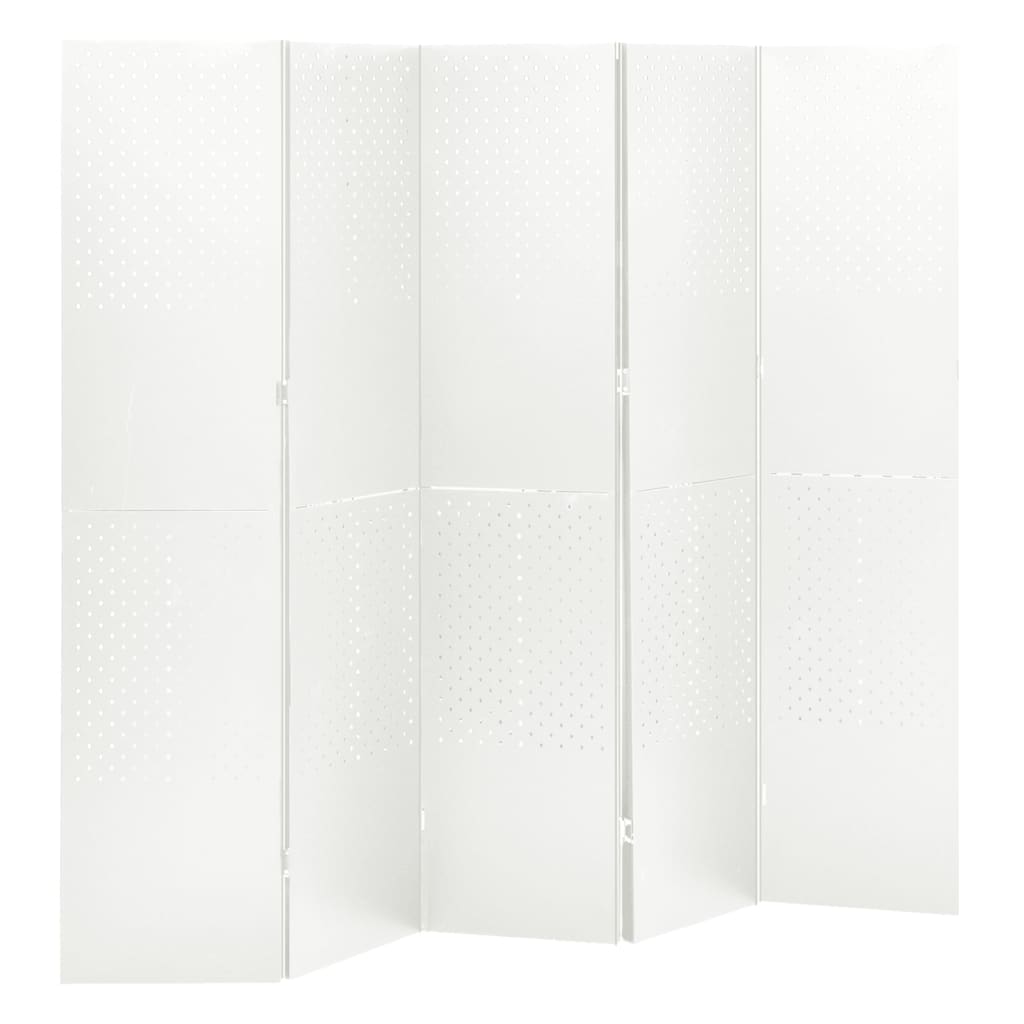 Paravent intérieur 5 panneaux Blanc 200×180 cm Acier