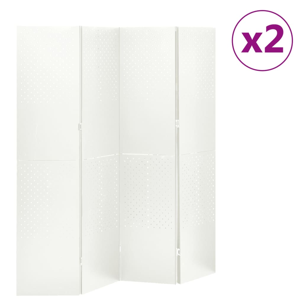 Cloisons de séparation 4 panneaux 2 pcs Blanc 160×180 cm Acier