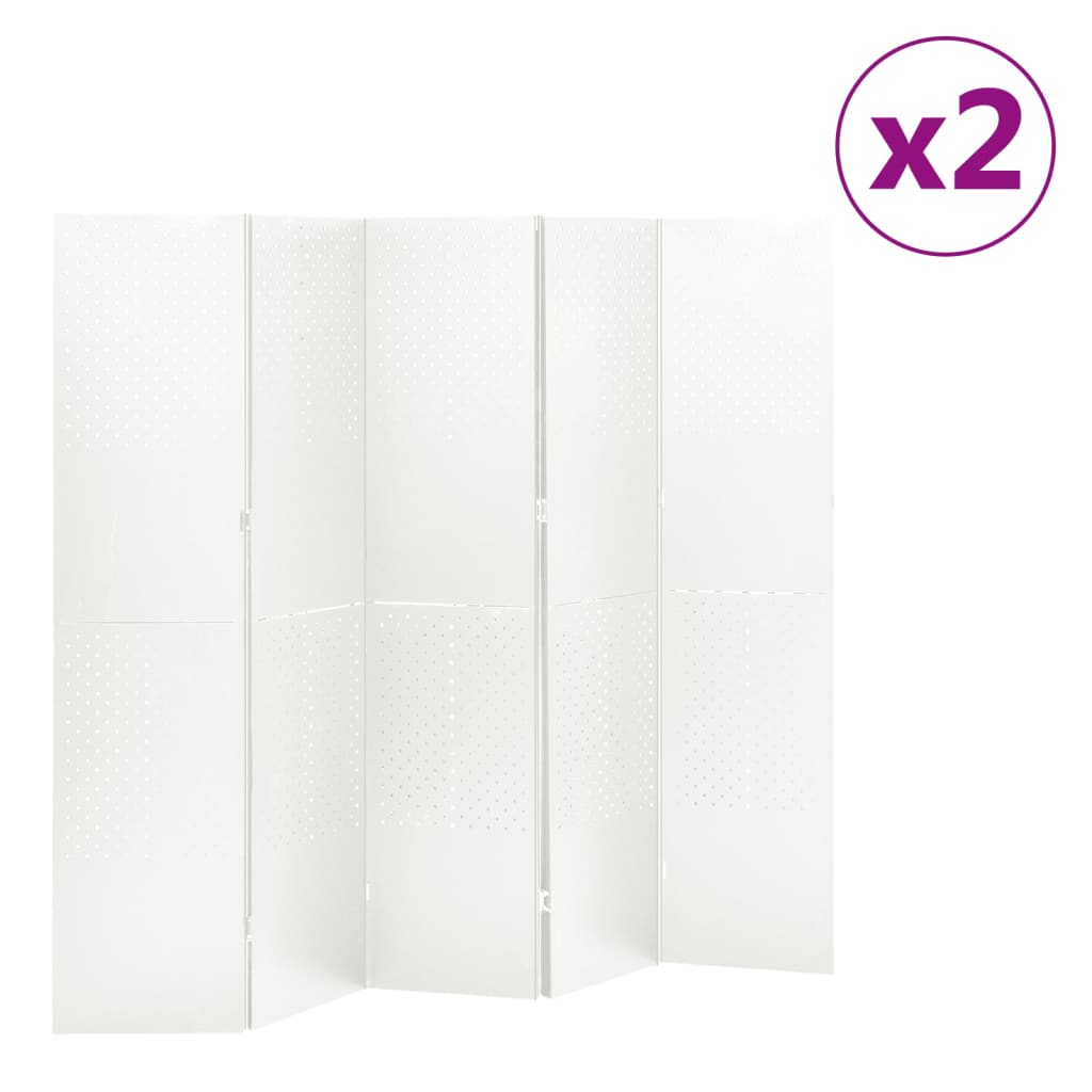 Cloisons de séparation 5 panneaux 2 pcs Blanc 200×180 cm Acier