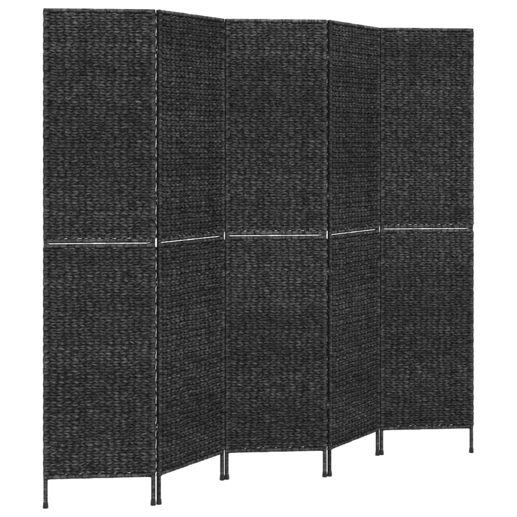 Paravent intérieur 5 panneaux noir 205x180cm hyacinthe d’eau